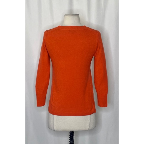 J. CREW Three-Quarter Sleeve Everyday Cashmere Crewneck Sweater Orange X-Small - Picture 7 of 12
